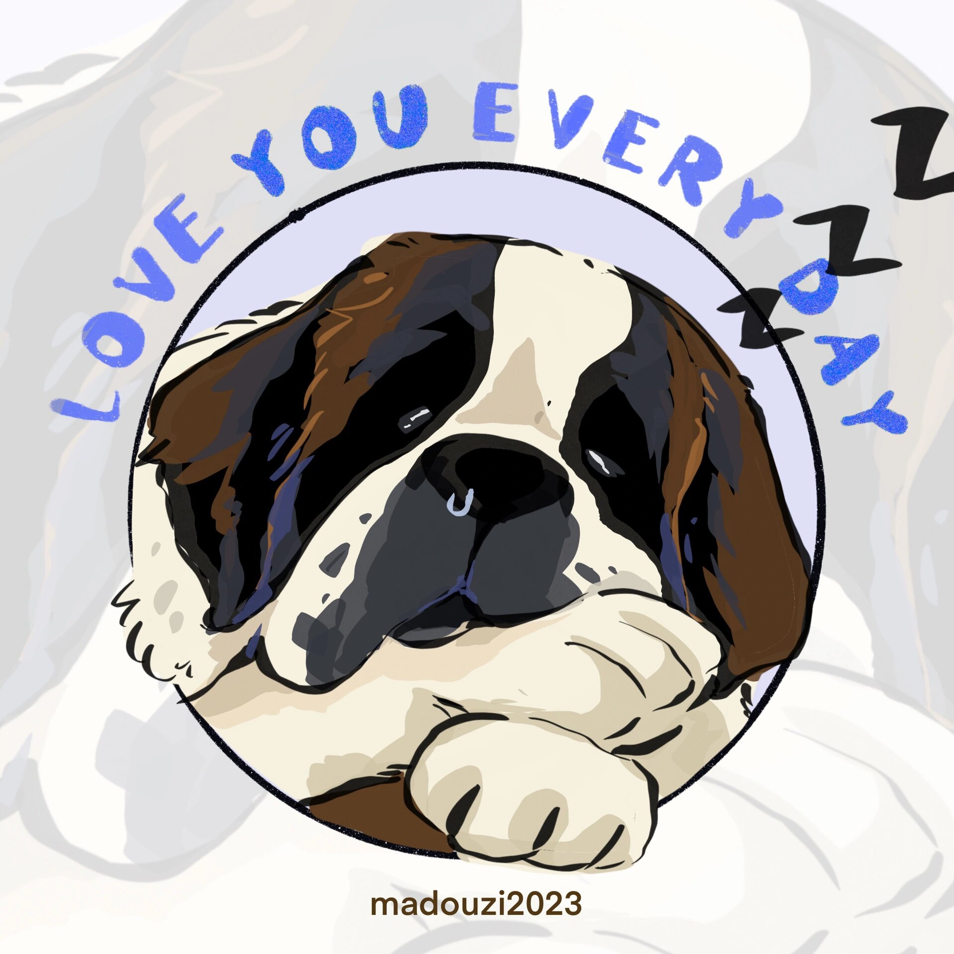 procreate | 圣伯纳犬 憨憨～好喜欢大体型狗狗