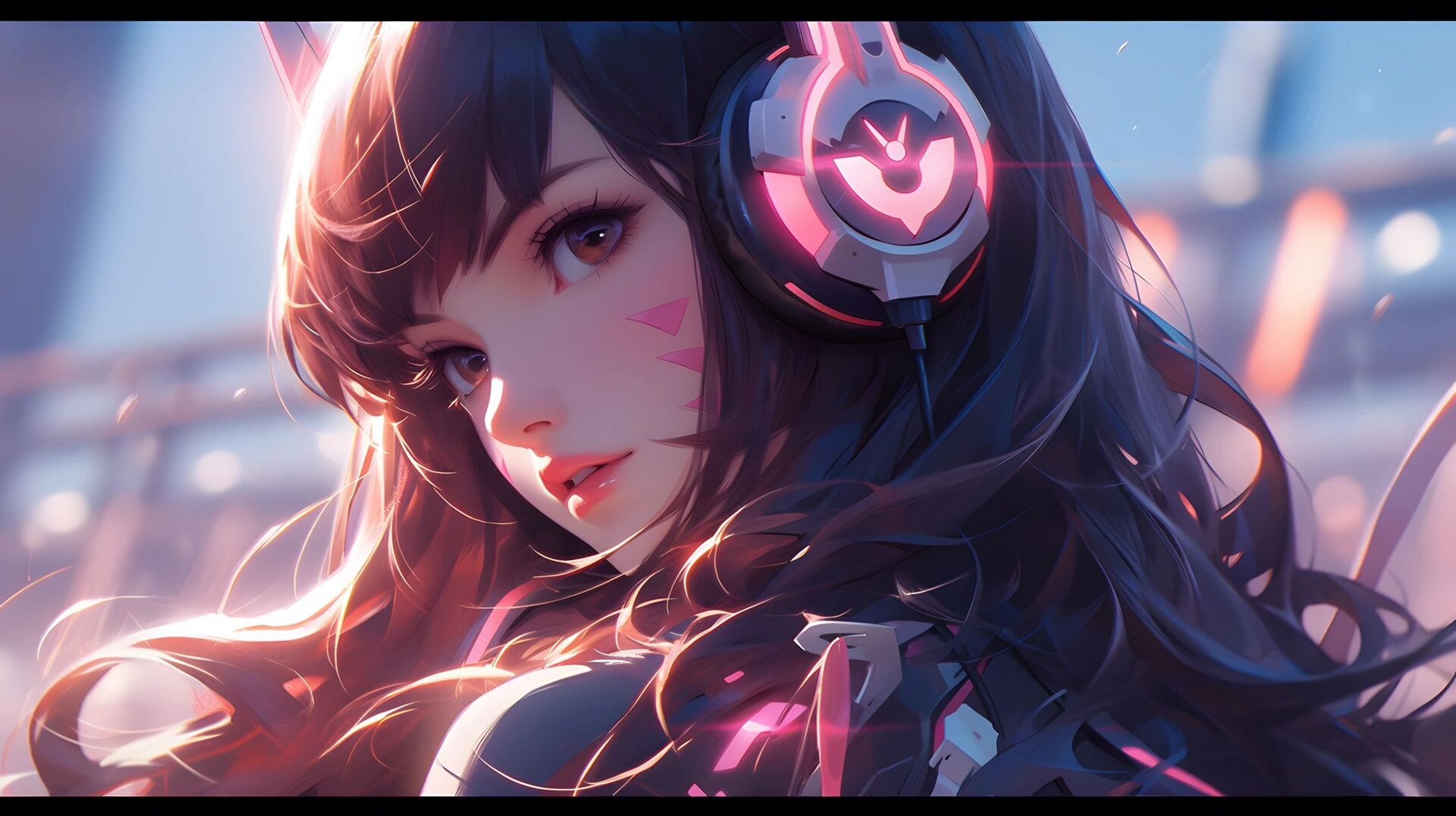 midjourney|电竞少女 dva|4k 16:9电脑壁纸