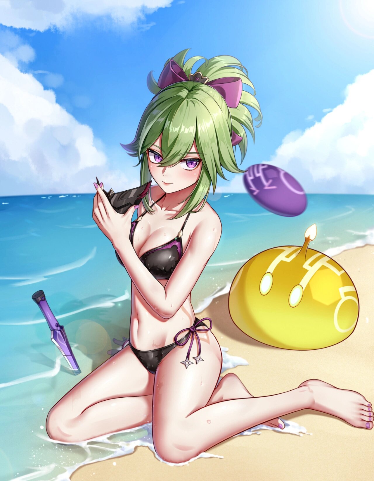 原神 久岐忍 泳装 第一次练习画插画,就打算画久岐忍来练习一下,第一