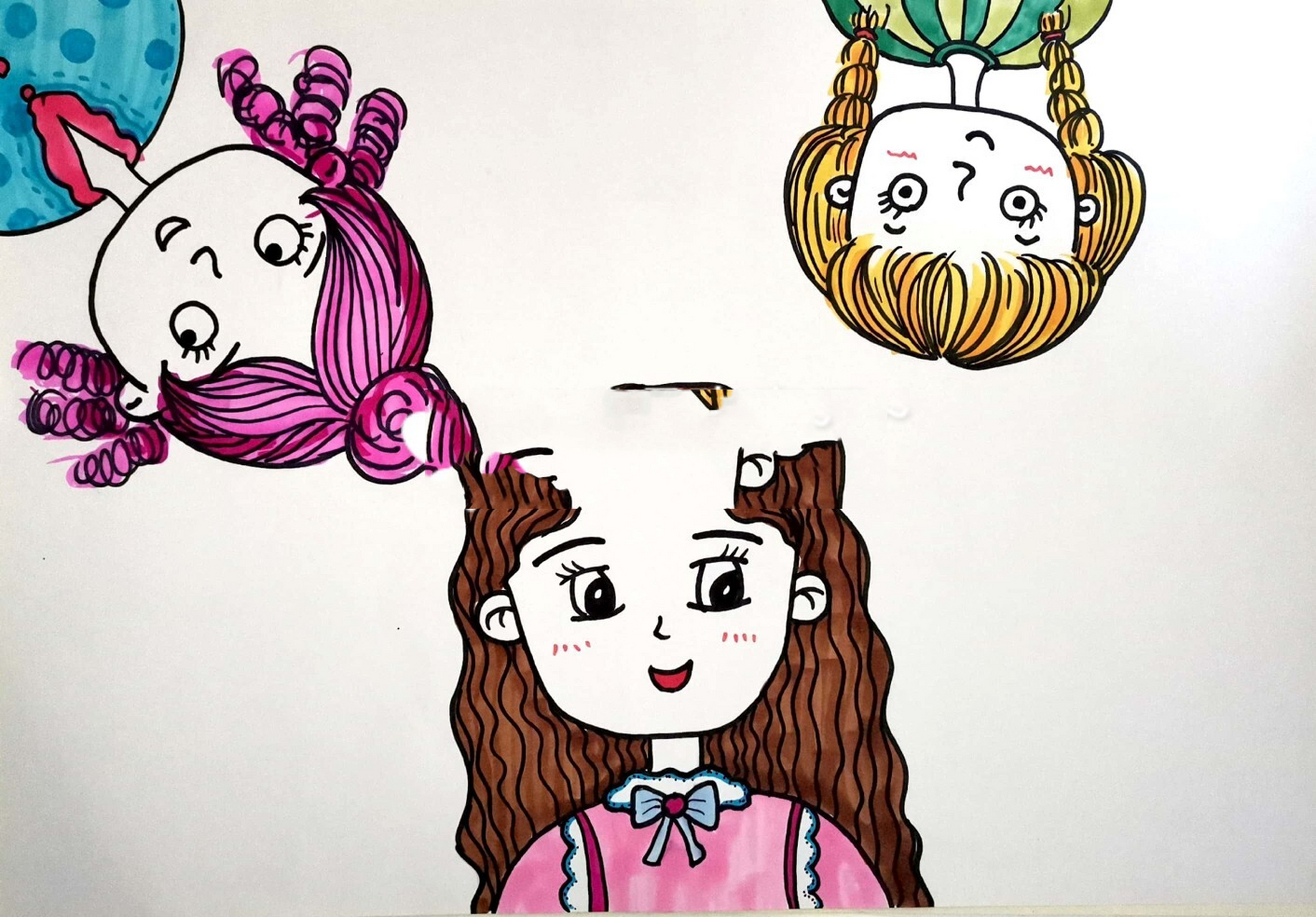 儿童创意绘画《小小发型师》 儿童画,创意美术,少儿美术绘画,简笔画