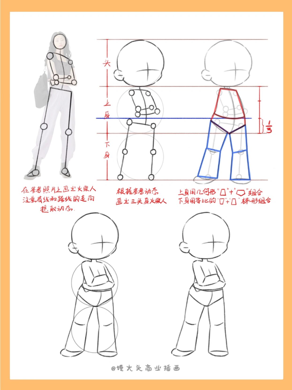 零基础插画教程|q版人物动态解析