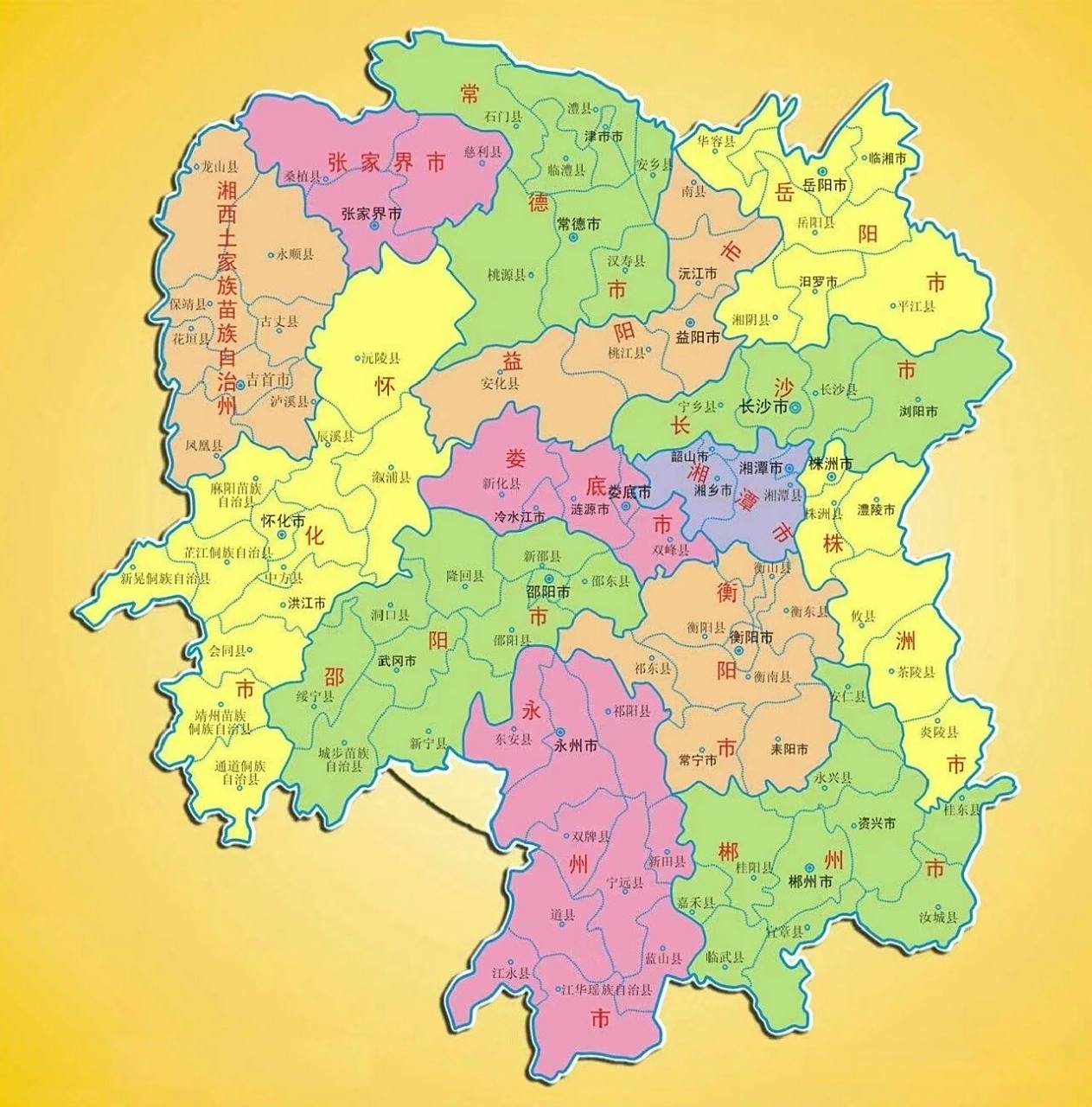 湖南省行政区域图