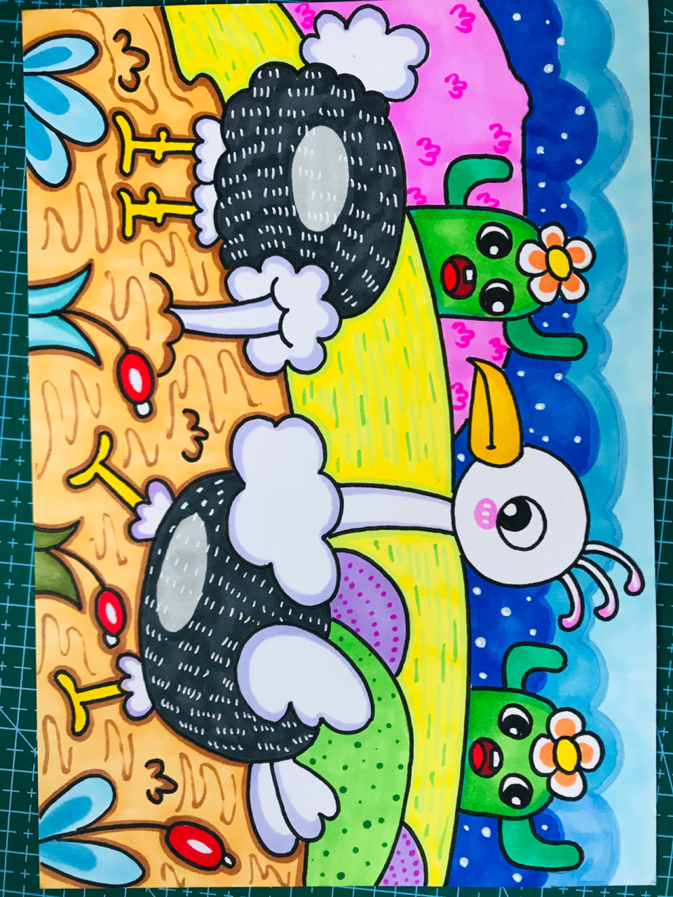 动物主题儿童画—-鸵鸟 多乐绘马克笔