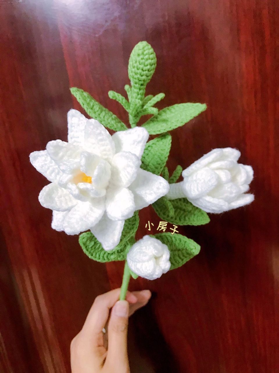 毛线钩织栀子花图解教程分享 答应大家的栀子花教程,第一次写