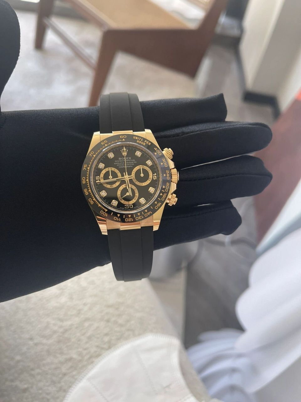 劳力士迪通拿116518-0078 胶带款带钻新款金眼 22年7月卡全新未使用