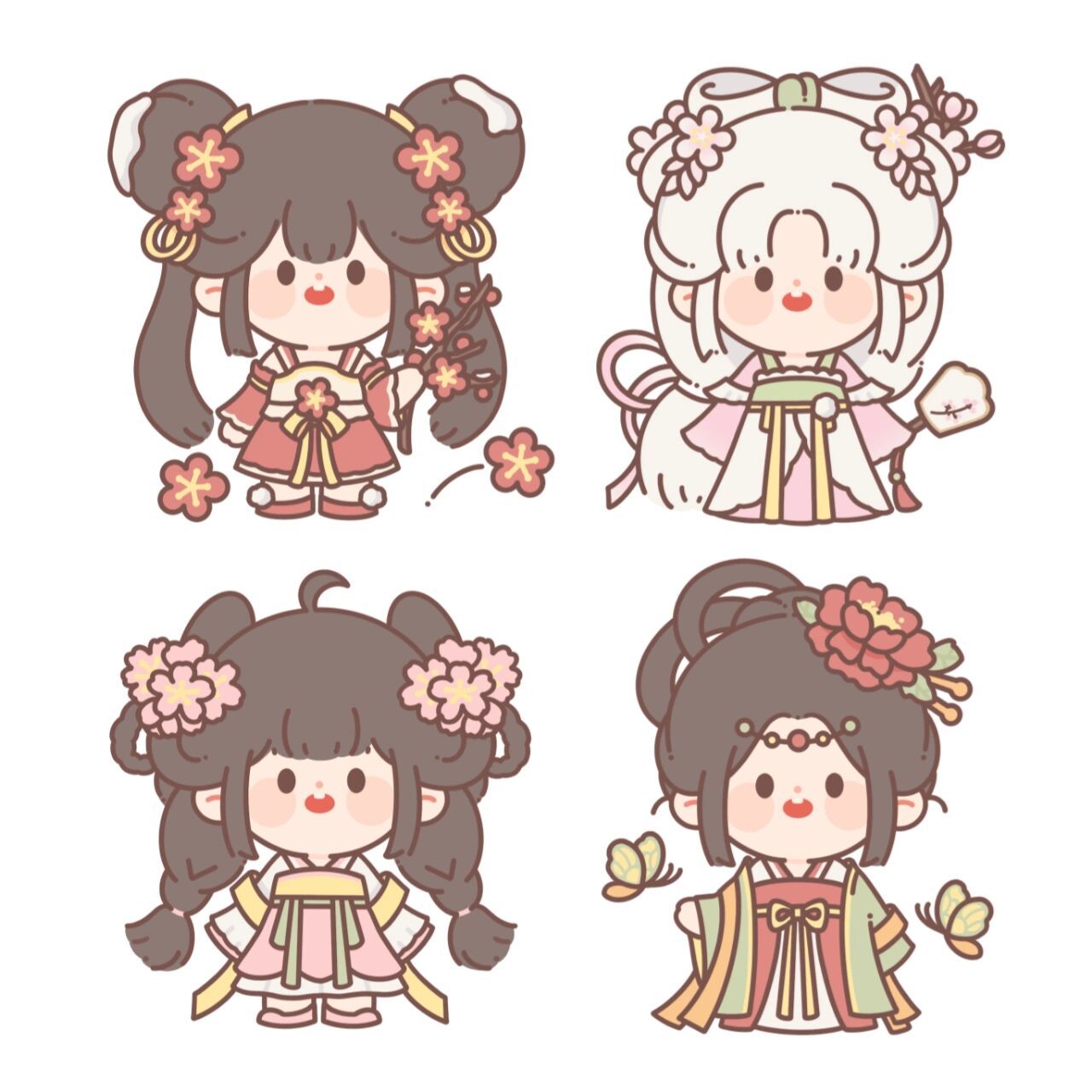 古风q版人物小合集 十二花神 ①梅花 ②杏花 ③桃花 ④牡丹