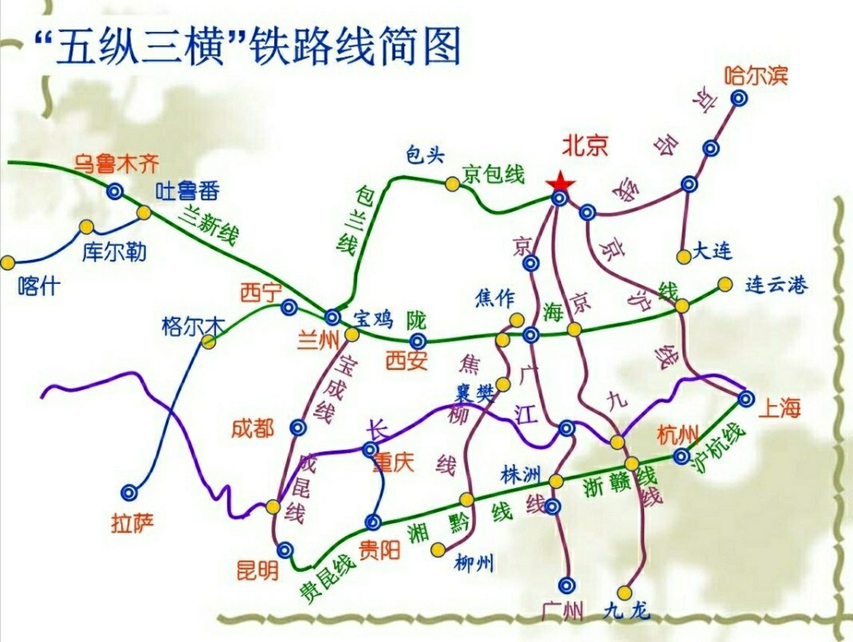 八横八纵铁路线图片