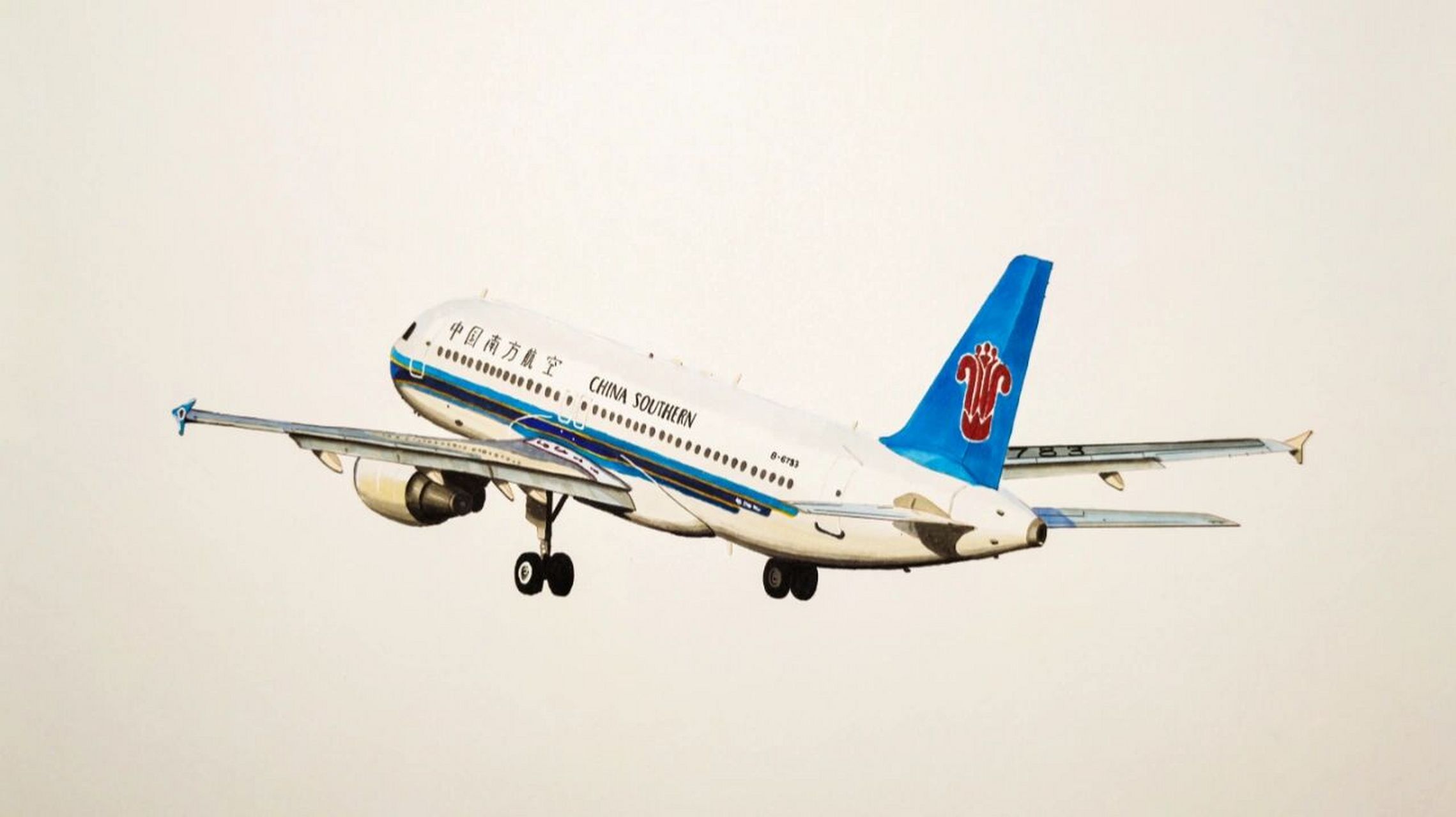 手绘飞机-南航a320