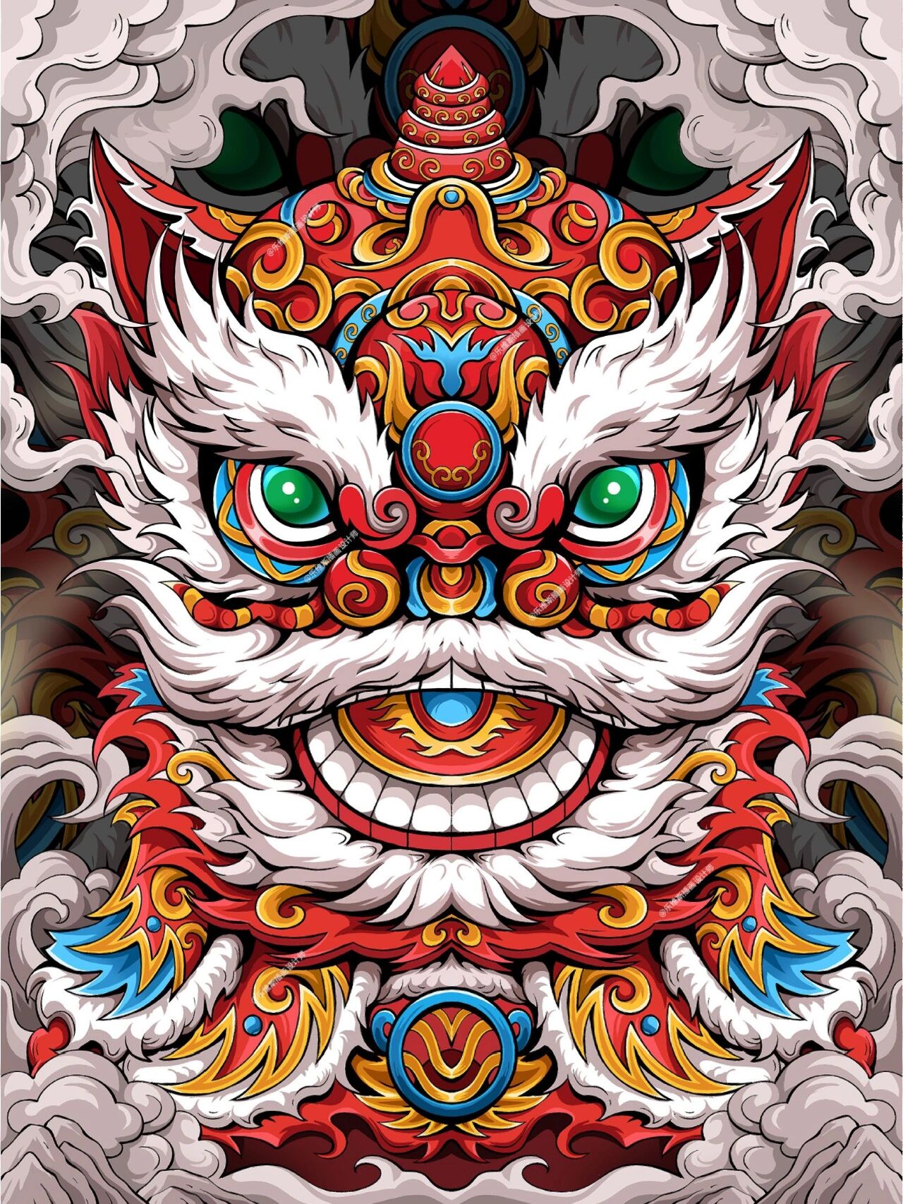 醒狮装饰画 | 醒狮|五虎醒狮|关羽狮