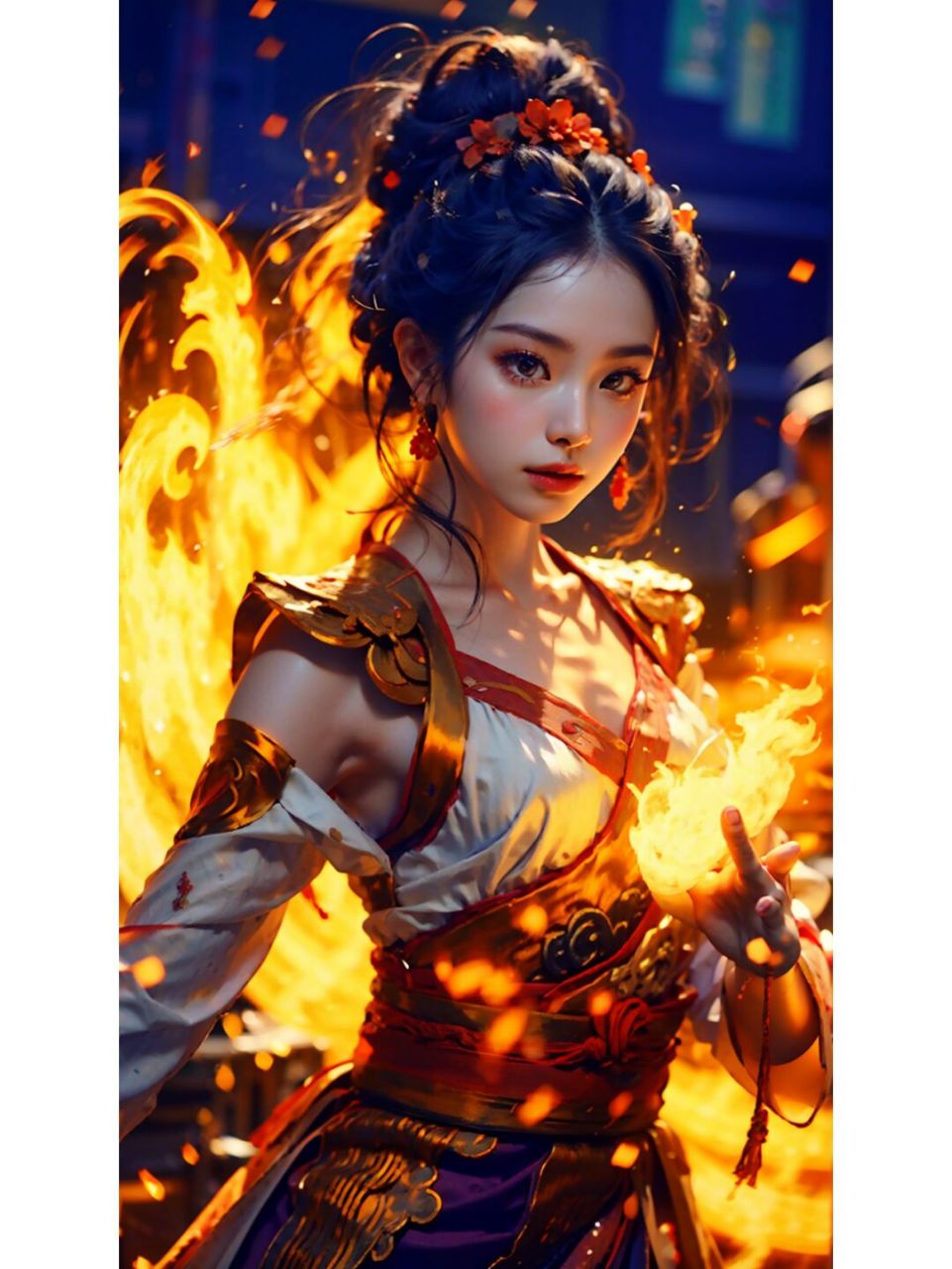 【手机壁纸】炎炎夏日的火系魔法少女 #手机壁纸#0202#神明少女