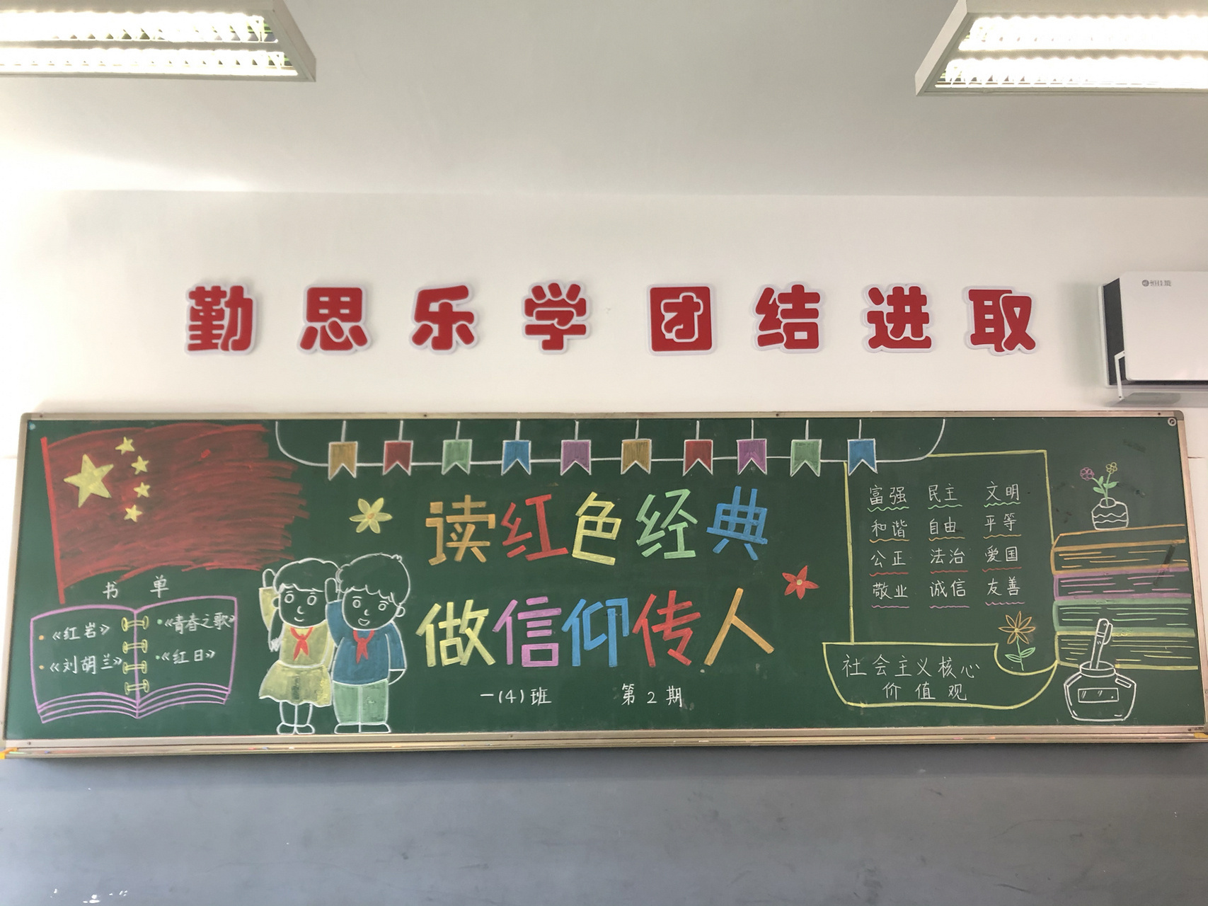 新一期黑板报 读红色经典 做信仰传人 简笔画敬礼小孩素材借鉴于