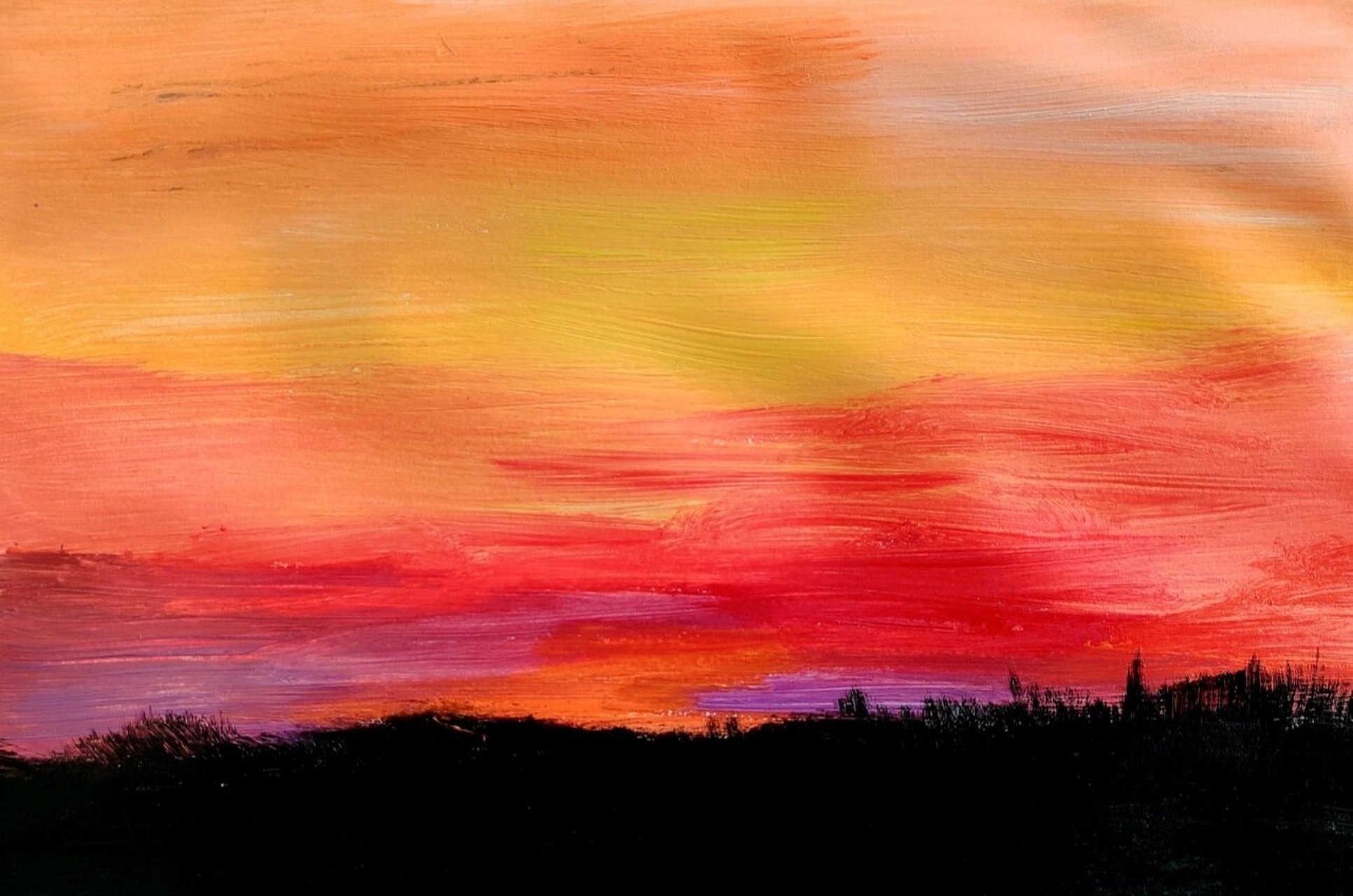 水粉  ▏风景夕阳956岁可画 只要宝贝们掌握好,风景颜色的渐变 ,你