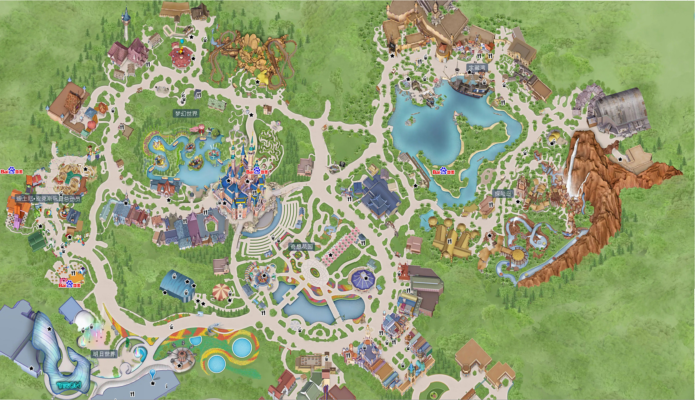 上海迪士尼 高清地图整张拼凑 网上找不到完整地图,app也看不到完整的