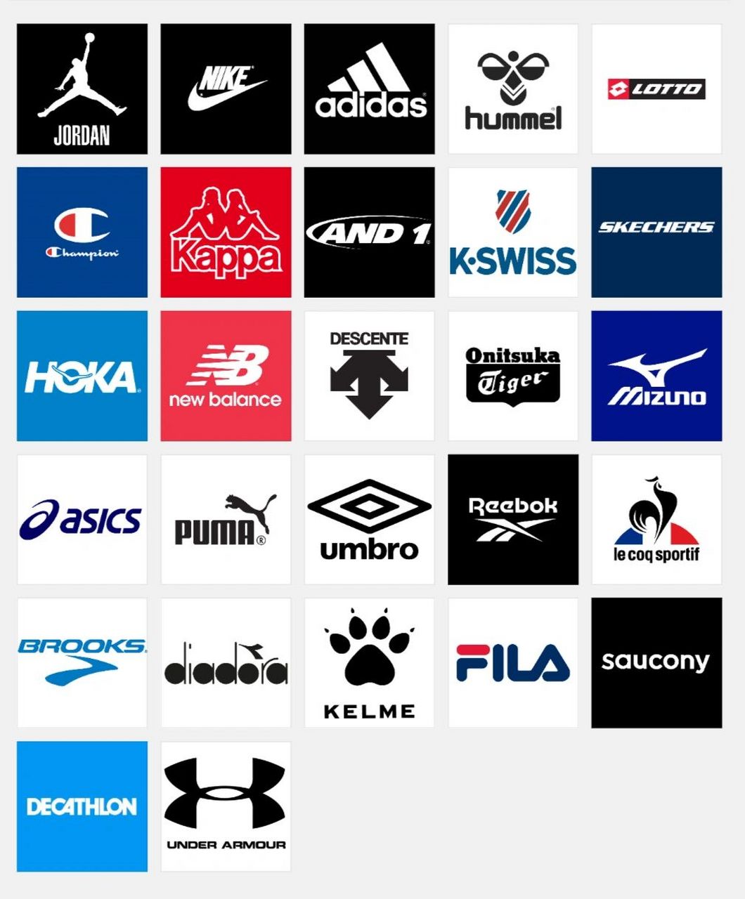 所有运动服装品牌标识图片