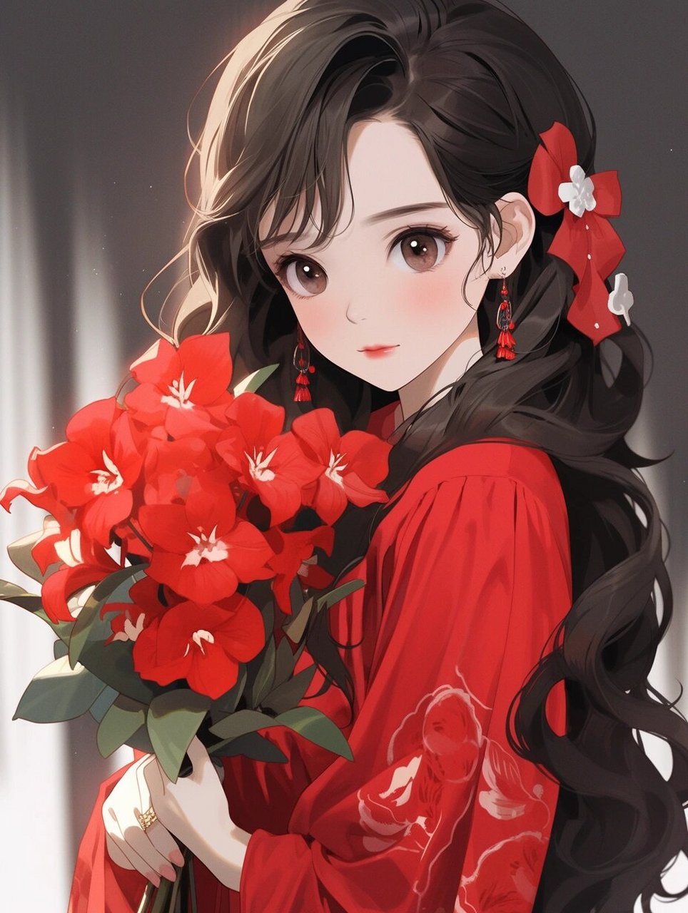 红色系女生头像 |寒冷氛围感