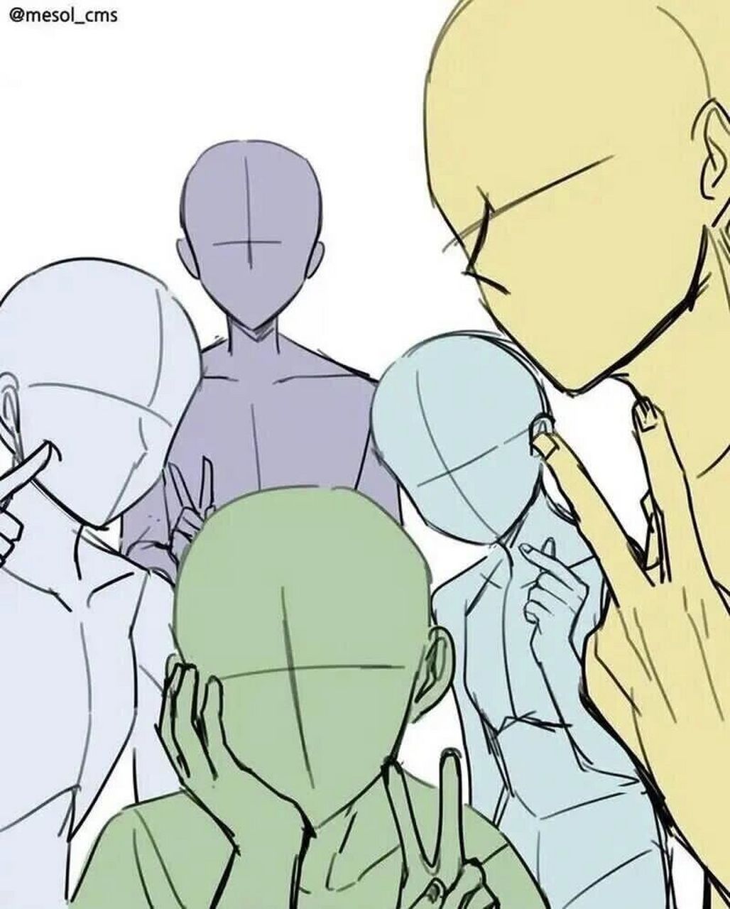 【绘画素材】多人互动姿势参考素材