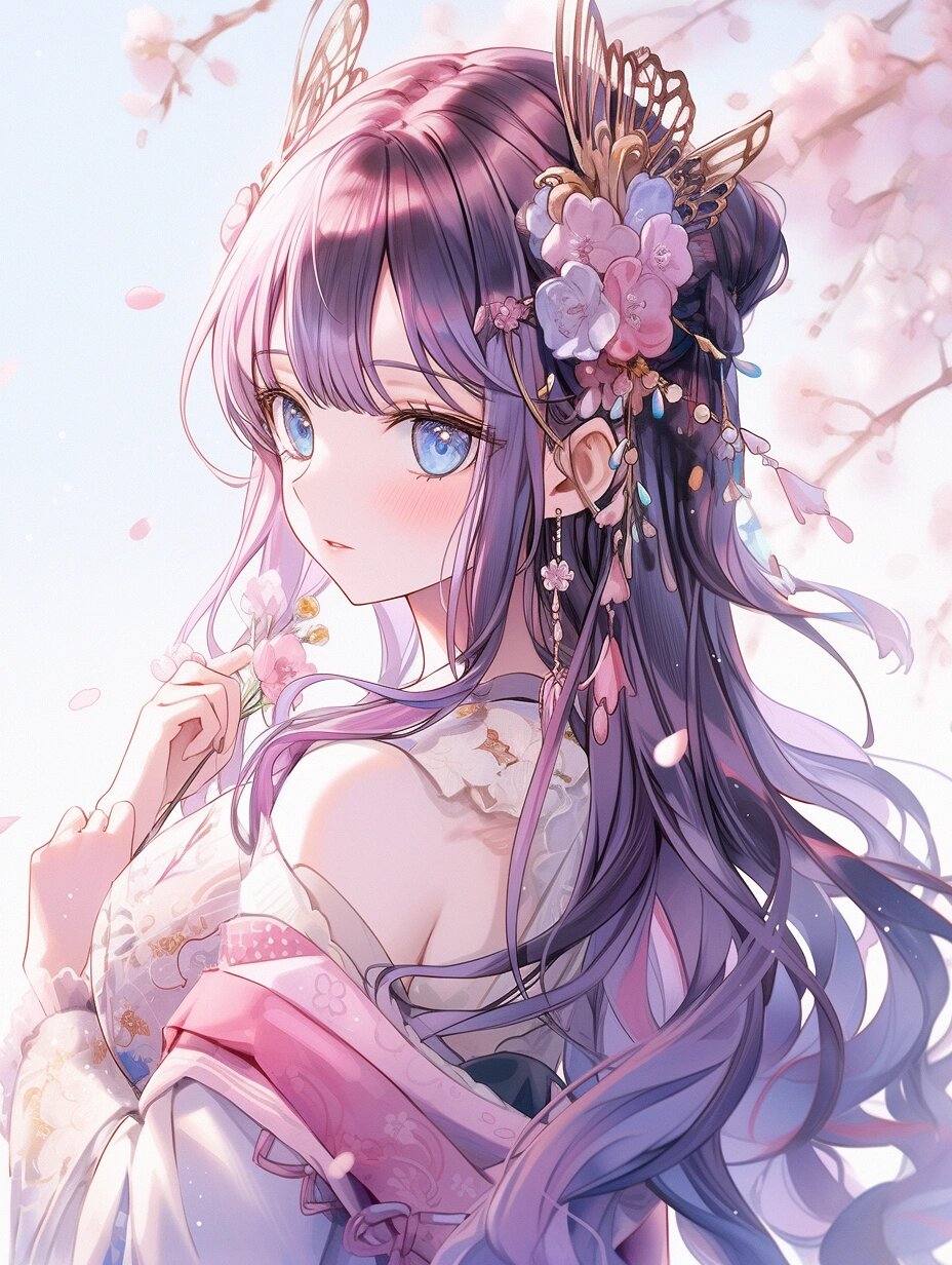 古风头像壁纸插画素材紫色系头像