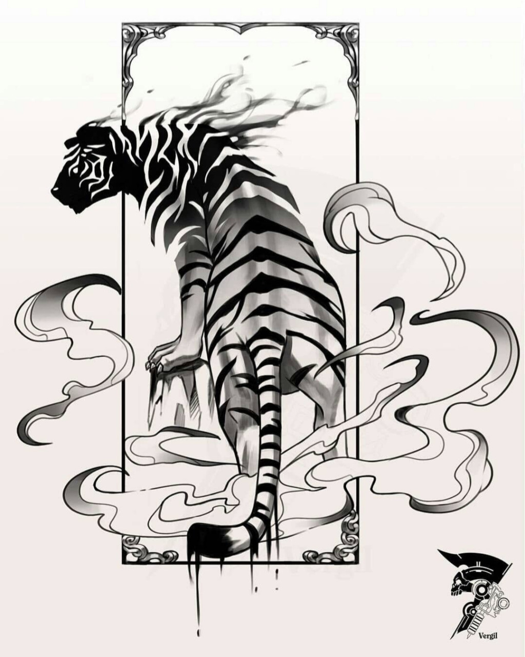 艺妓纹身手稿线条写实纹身手稿 插画纹身 纹身手稿 #纹身