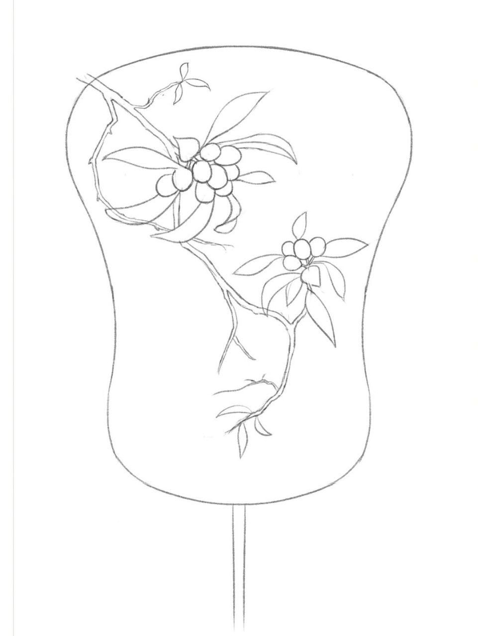 古风小物件(六)枇杷芭蕉扇(附线稿) 琉璃叶底黄金簇,纤手拈来嗅清馥.