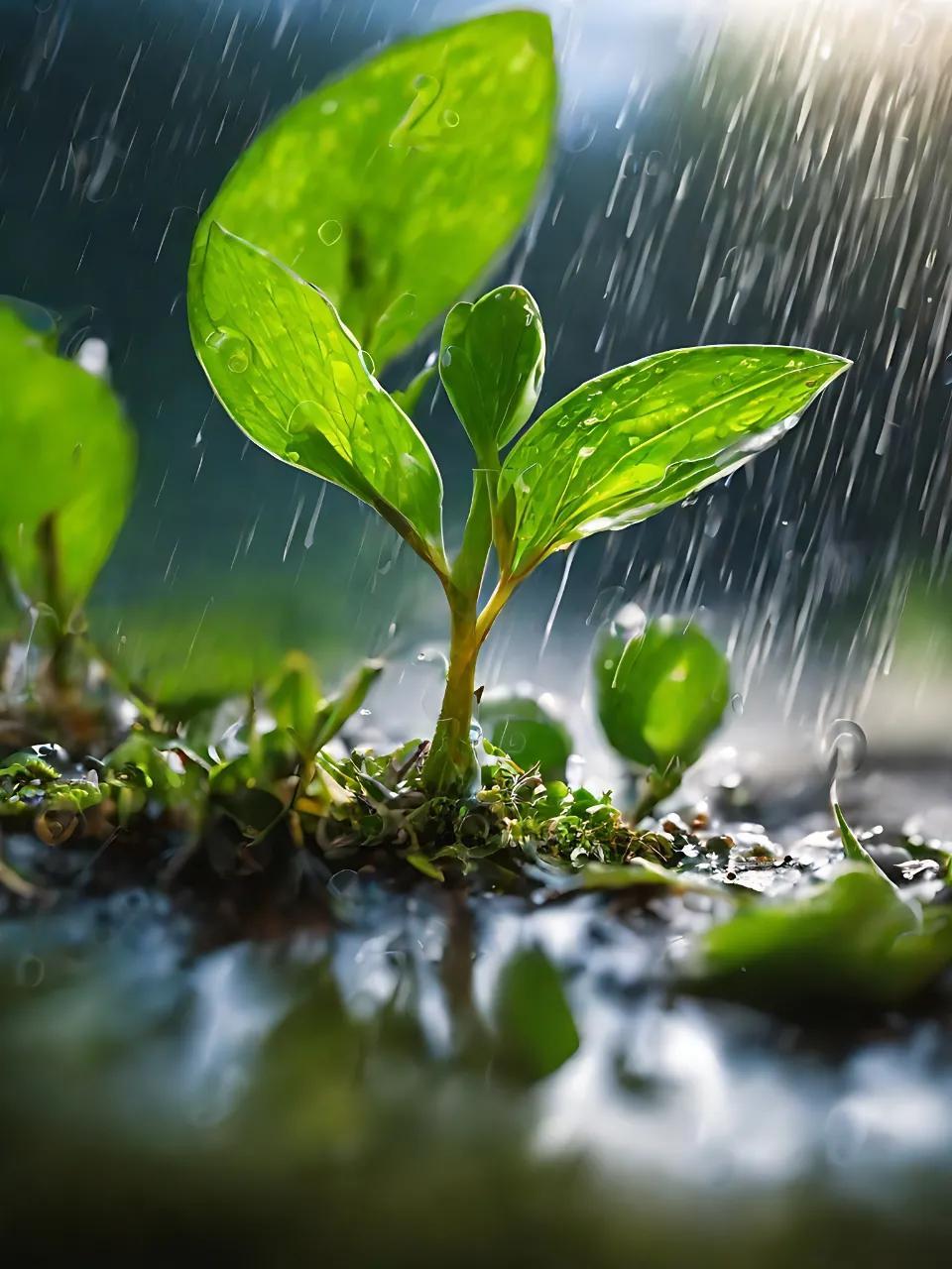 大雨天小草风景图片图片