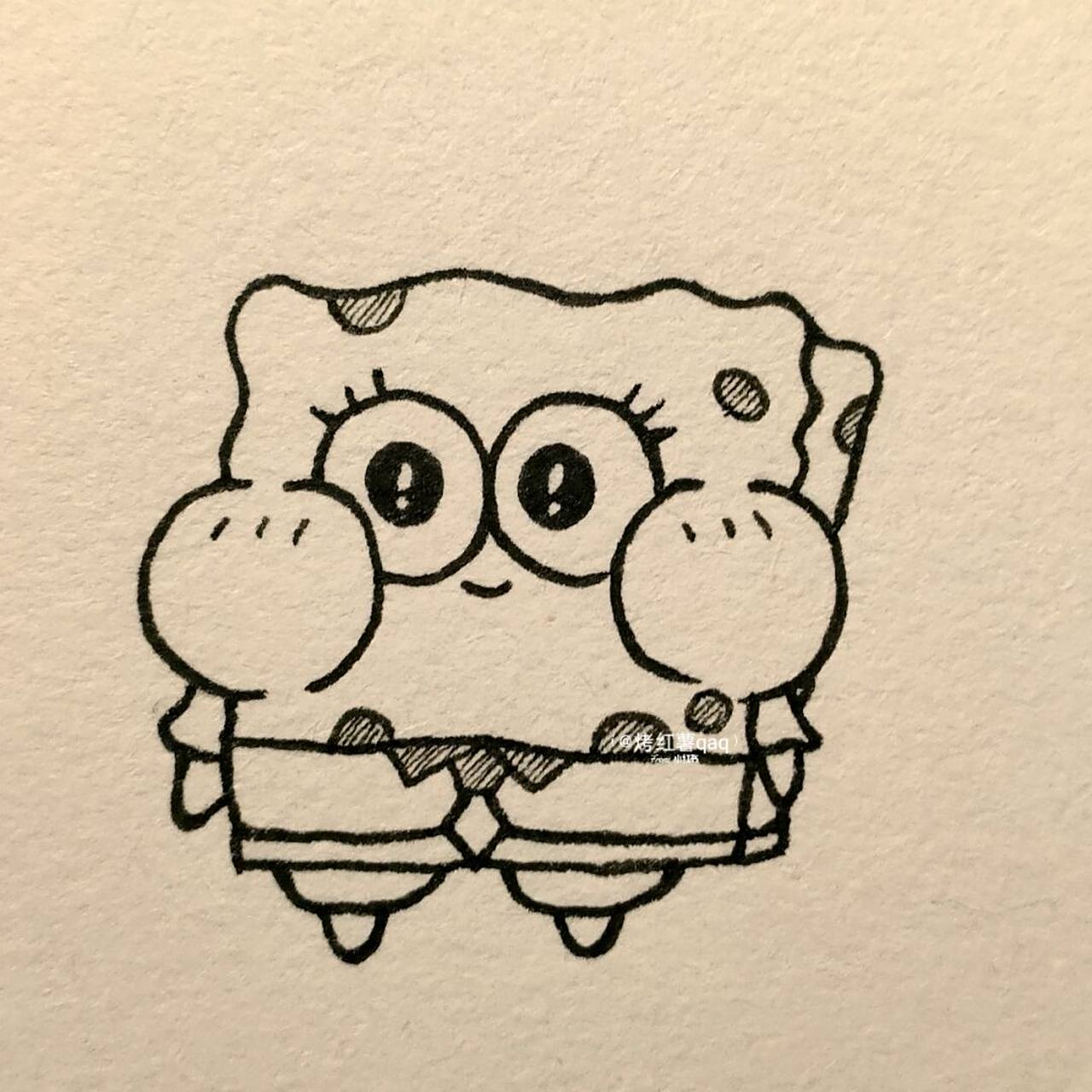 临摹偷偷加上了海绵宝宝的好朋友派大星#简笔画教程# #简笔画# #画个