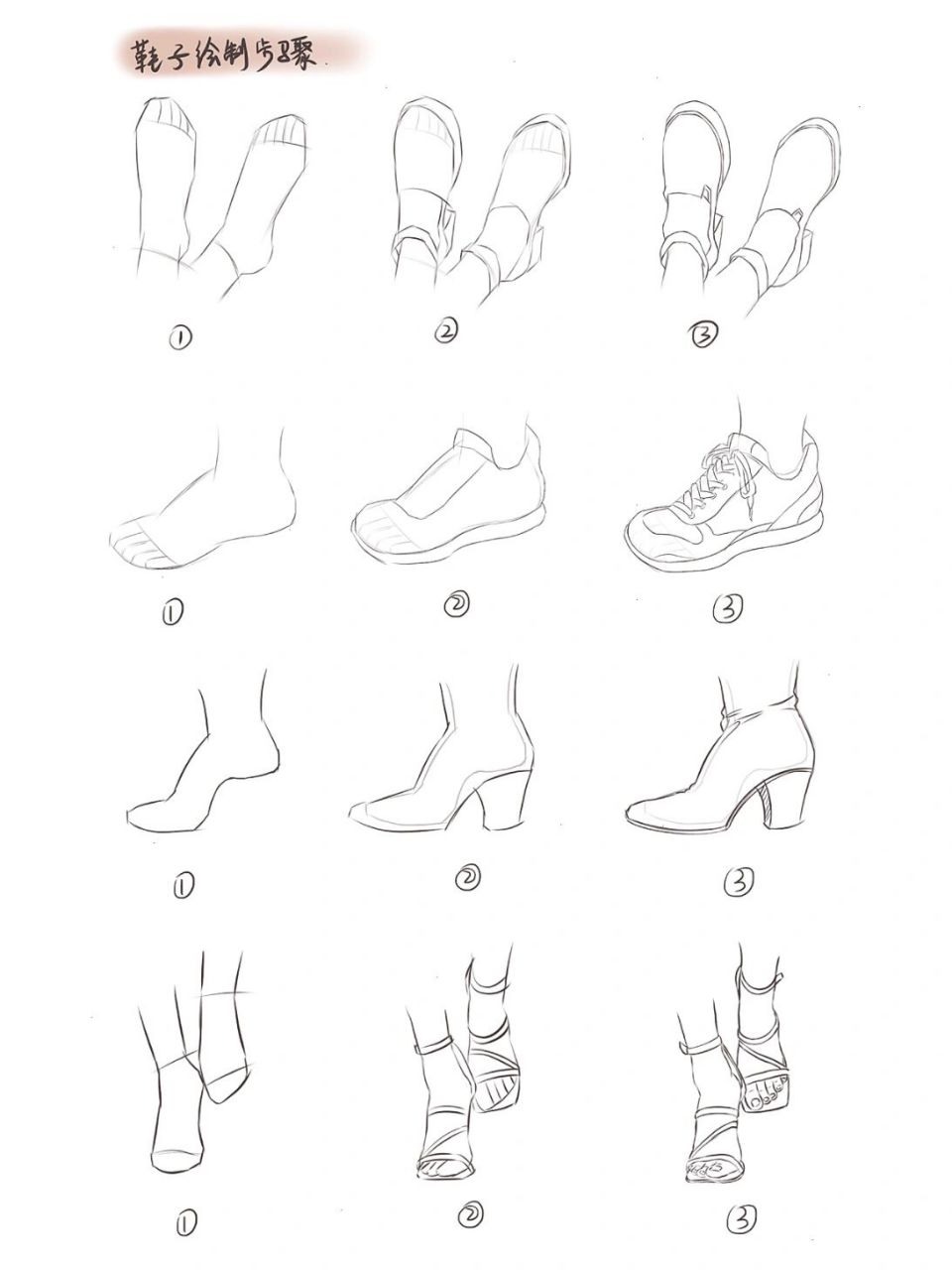 穿鞋的脚怎么画简笔画图片