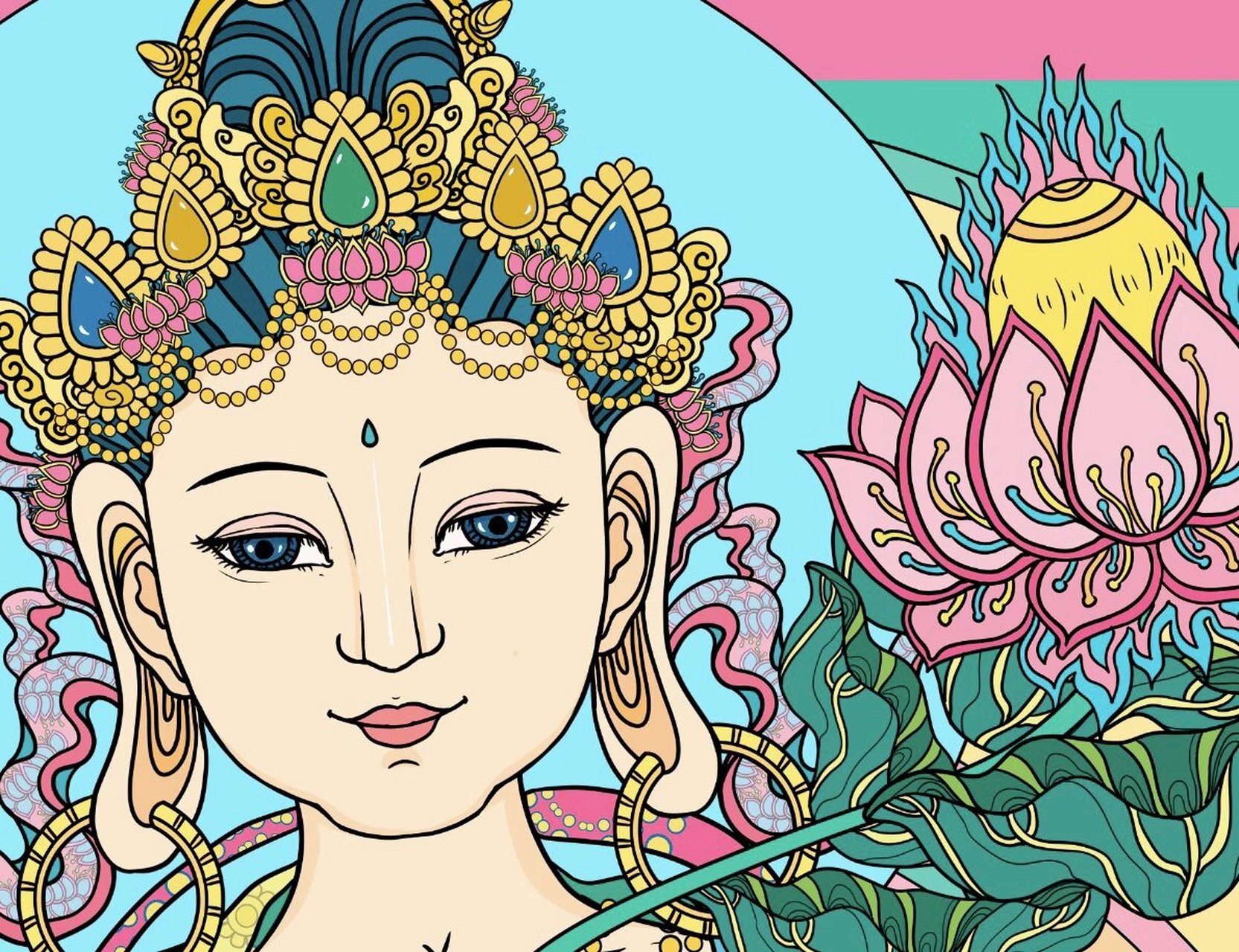 唐卡风装饰插画——【普贤菩萨】 【原创插画 请勿商用】05 	 普贤