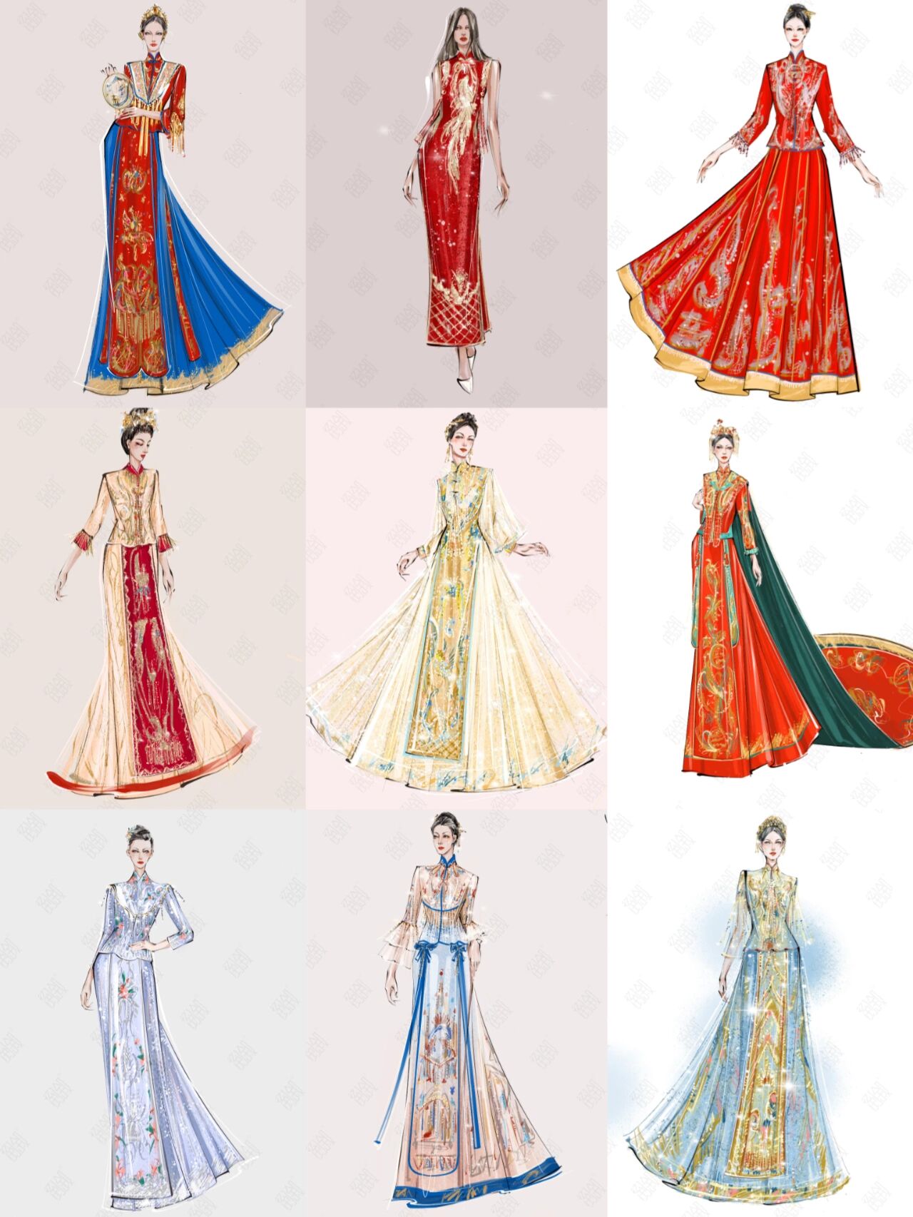 手绘中式嫁衣合集78赴一场夏日的浪漫约会77