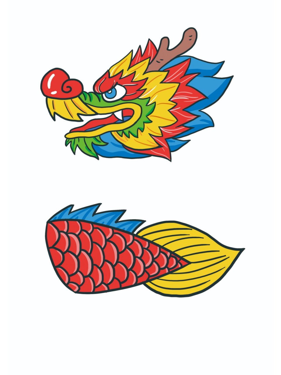 龙头龙尾打印模板 手把手教你画龙头龙尾7815 简单又好看7815