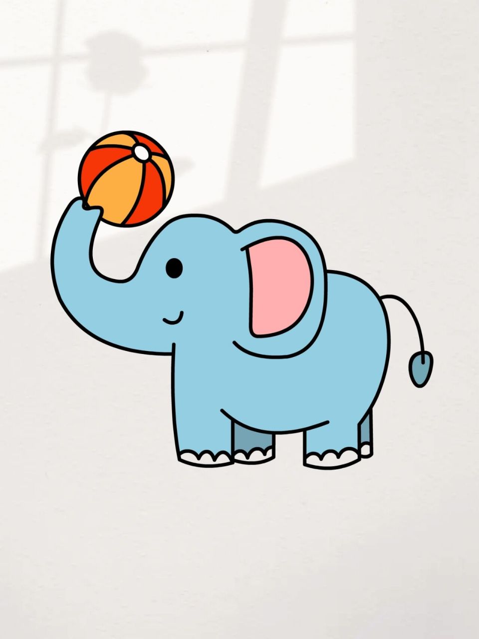 大象简笔画彩色简单图片