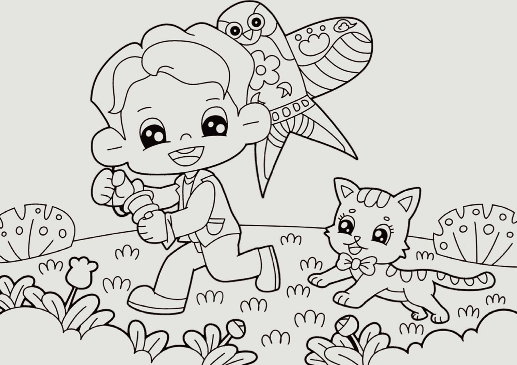 儿童主题画《放风筝》