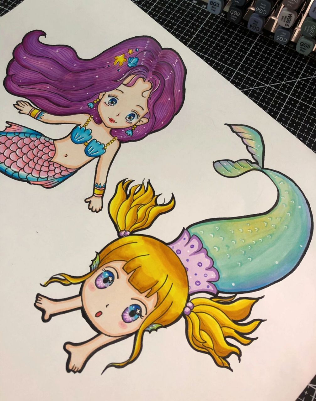 海底世界素材|美人鱼 画几只可耐的美人鱼0469♀15