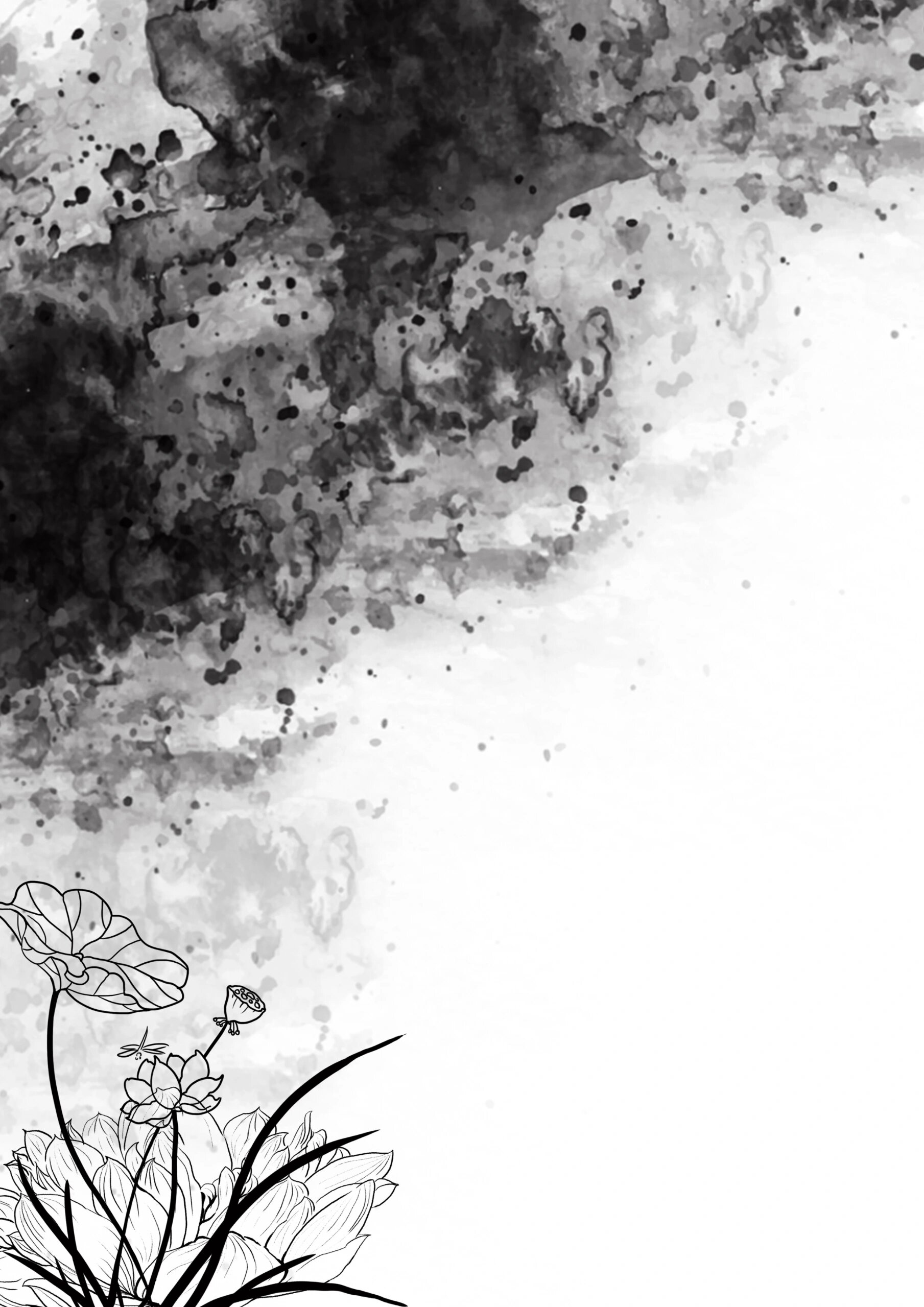 可商用原创水墨底图素材分享丨水墨荷花系列 自用拿图请3️⃣廉