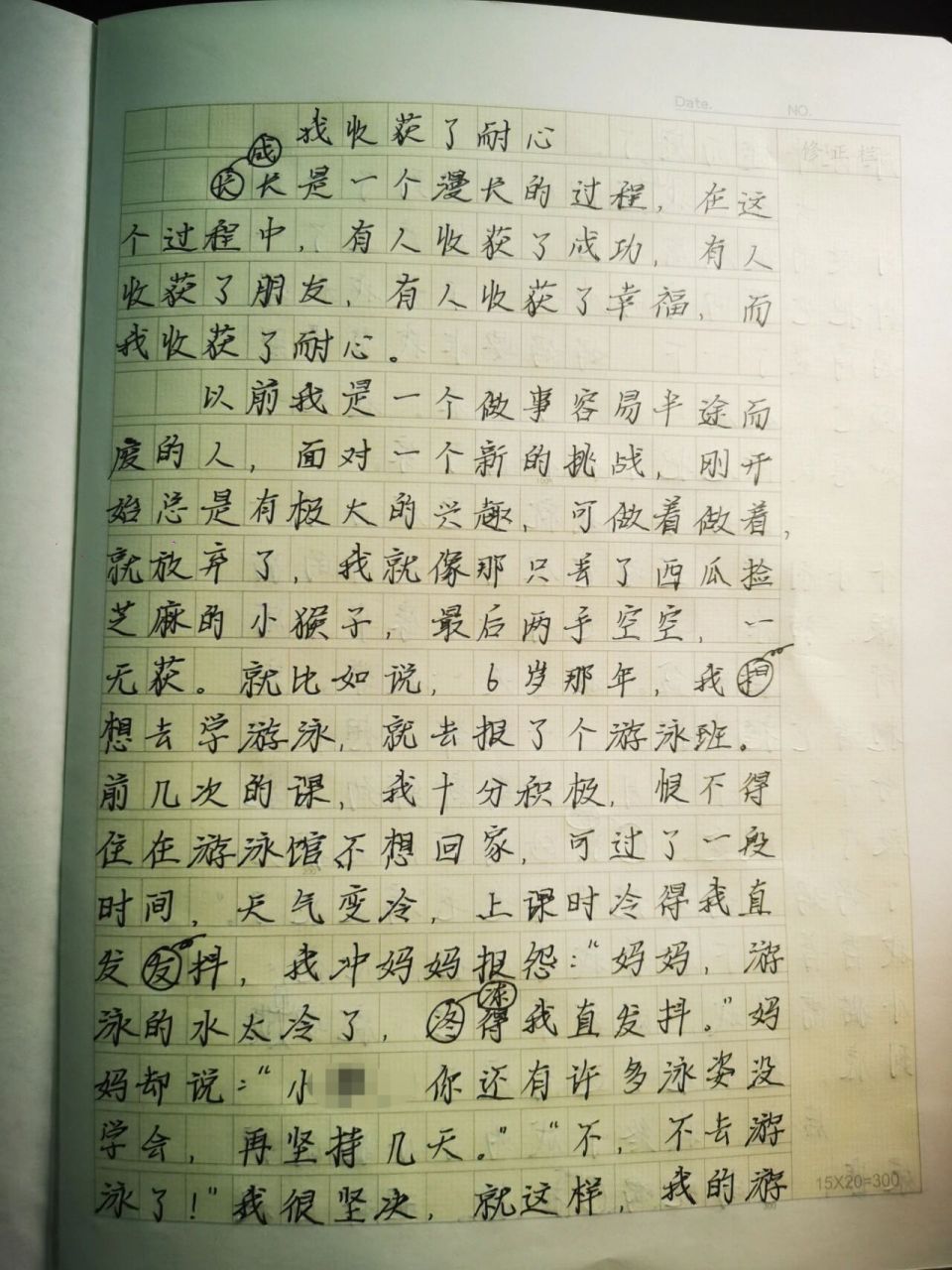 《我收获了……》五年级大作文 五年级《我收获了耐心》