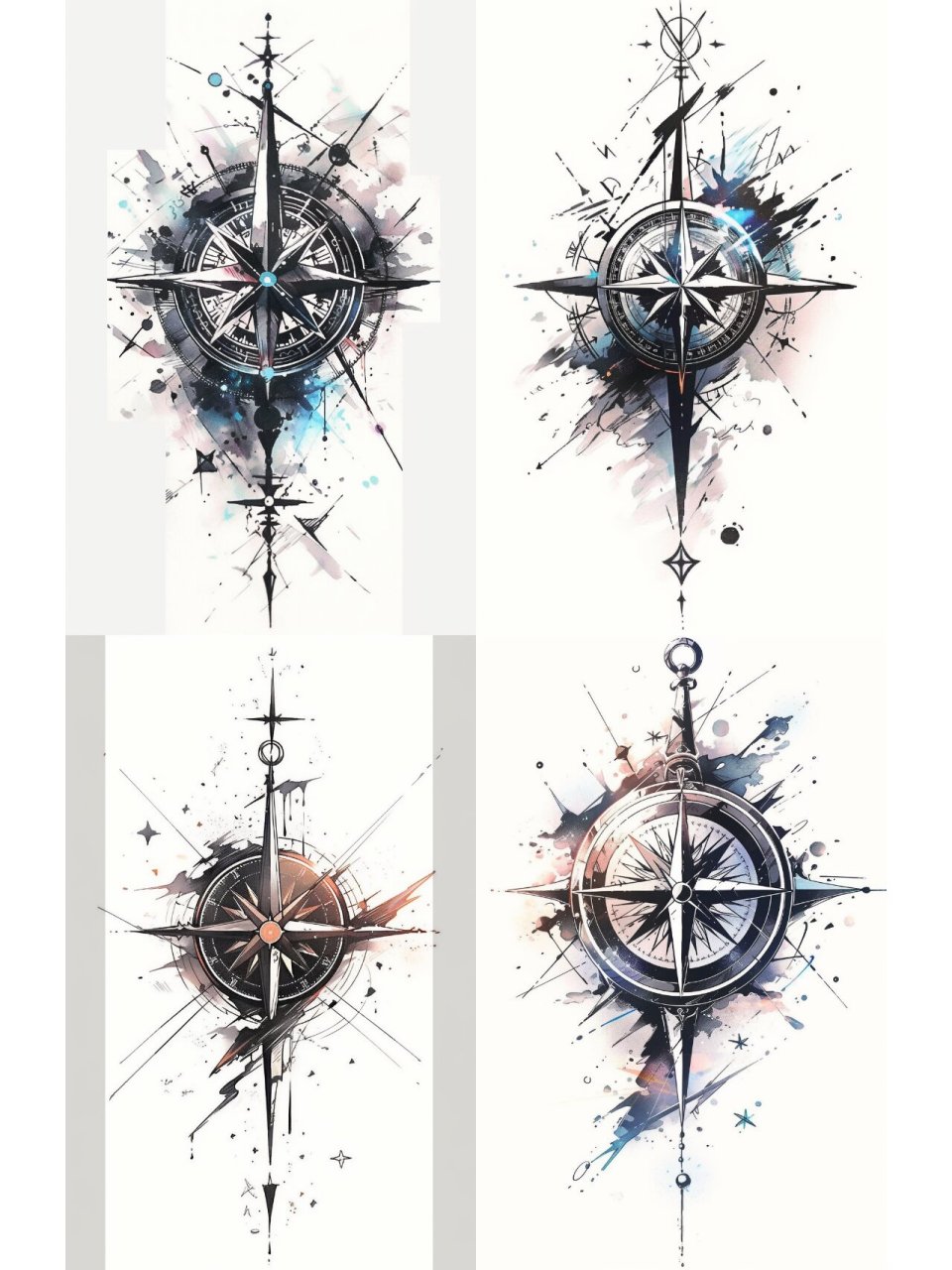 ai生成指南针纹身手稿,收藏给个小红星