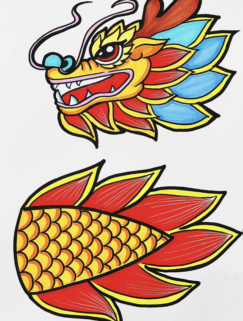 龙头龙尾打印模板 手把手教你画龙头龙尾7815 简单又好看7815