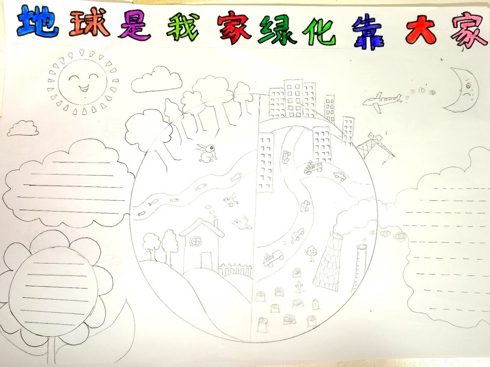 幼儿园手抄报,地球小卫士,保护环境.