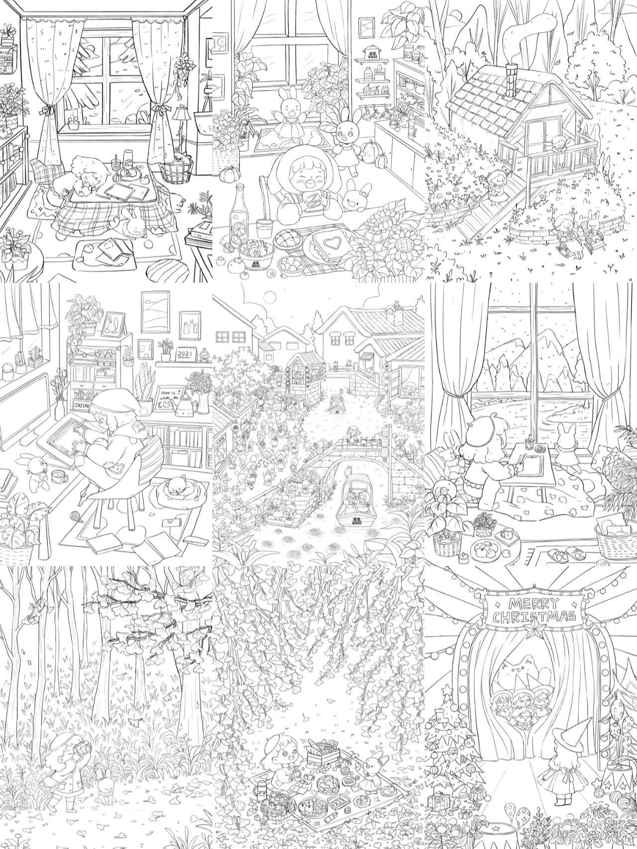 场景线稿合集|儿童插画|插画场景