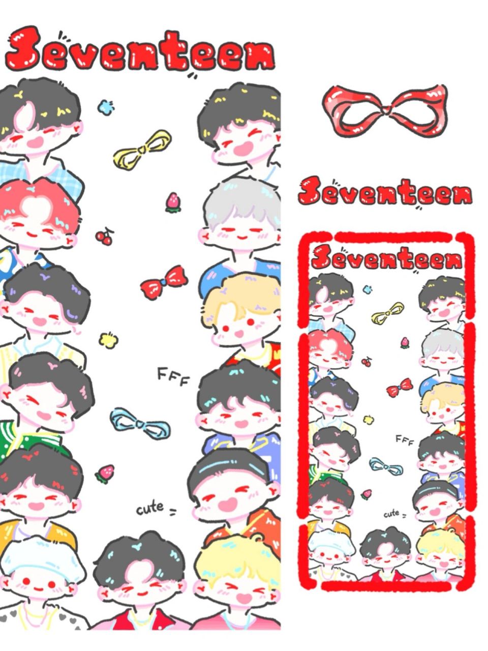 seventeen壁纸 次真的好多人啊,这就是大型团嘛终于画完啦 壁纸可以p2