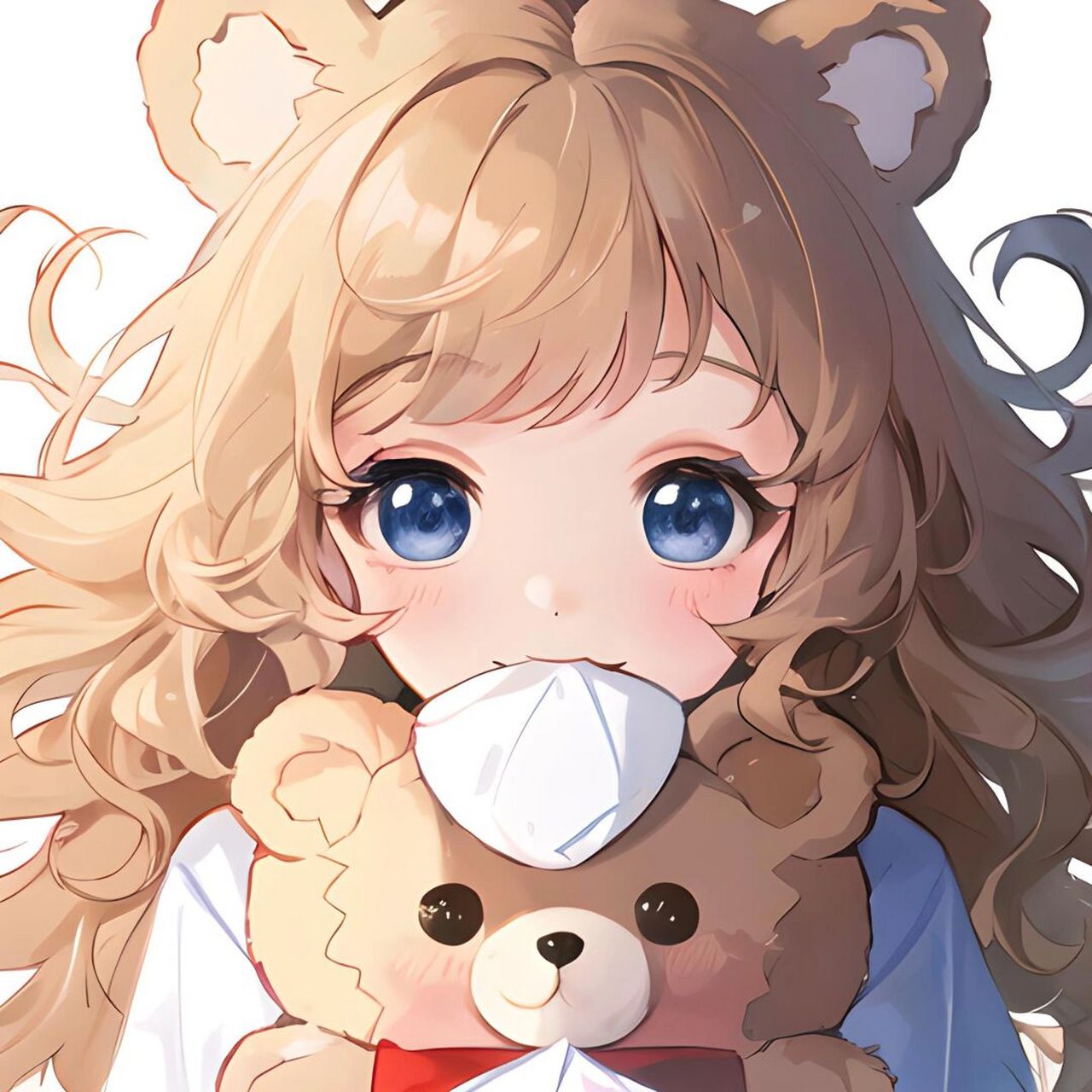 抱小熊的少女丨可爱系女生闺蜜头像