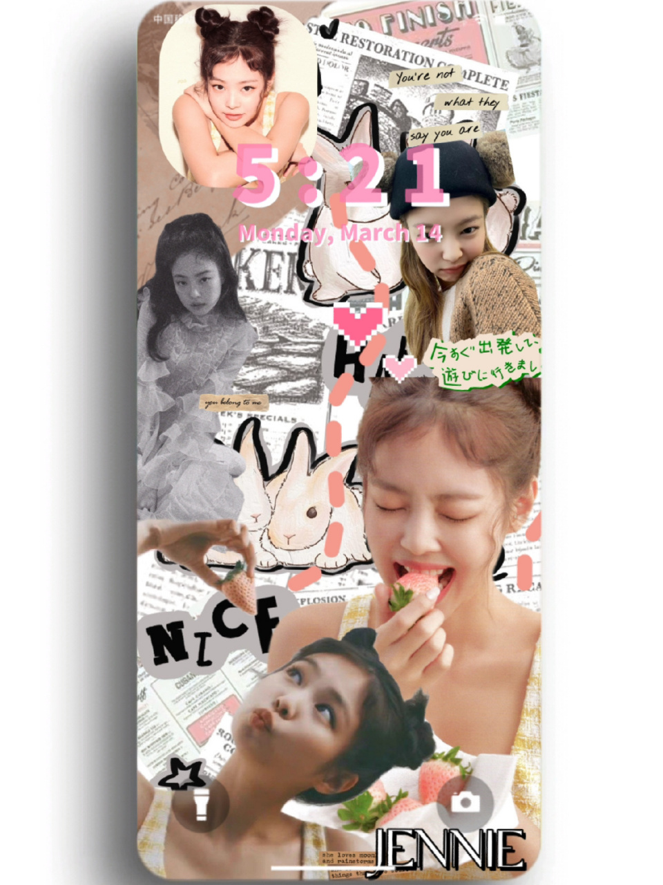 拼贴壁纸 | 313231313632金珍妮 纯欲小猫93 双丸子头