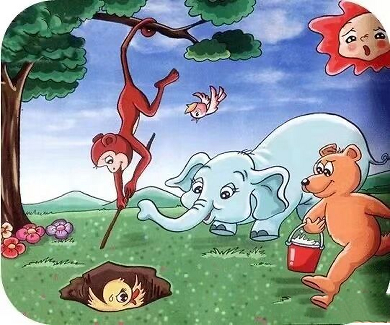 《小鸭子得救了》99 时间:早上73 人物:小鸭子 小猴子 小熊 大象