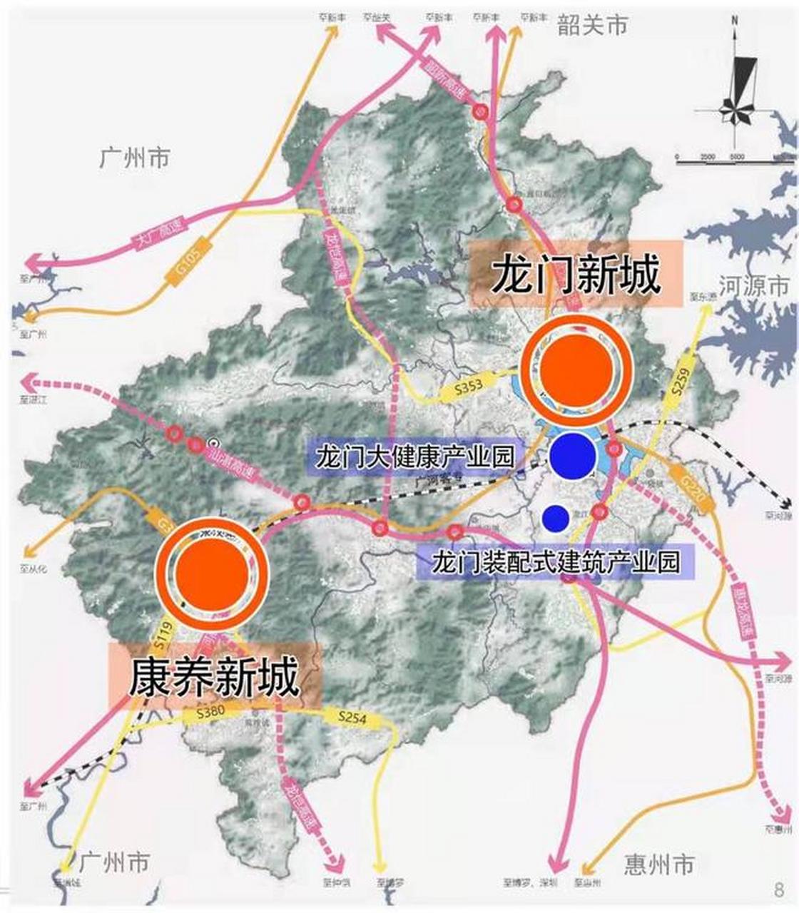 龙门县空间格局,经济走廊,园区布局,交通运输(高铁,高速等)十四五规划