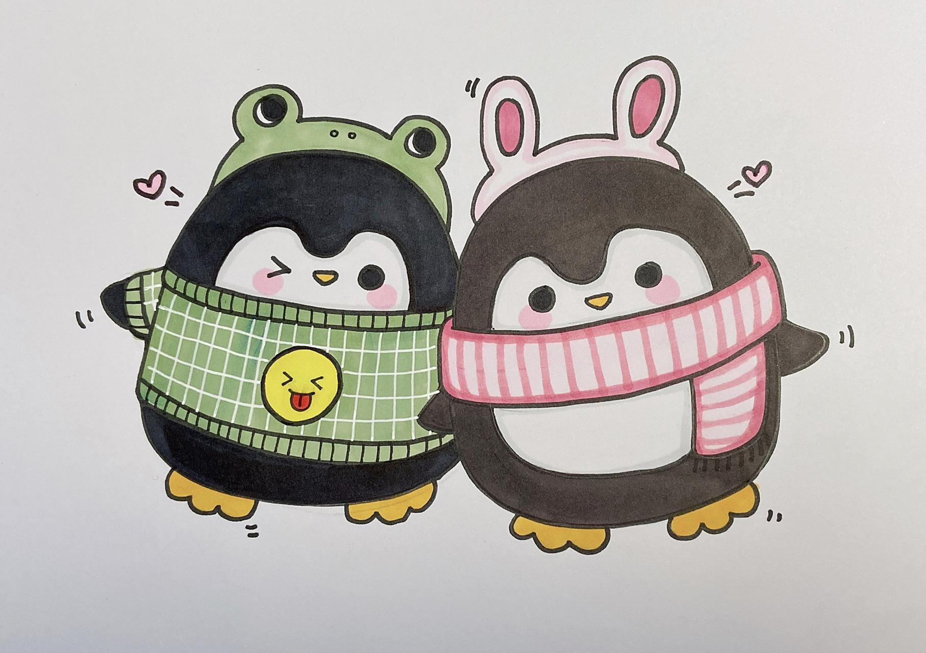 超萌小企鹅儿童画 简笔画卡通企鹅马克笔