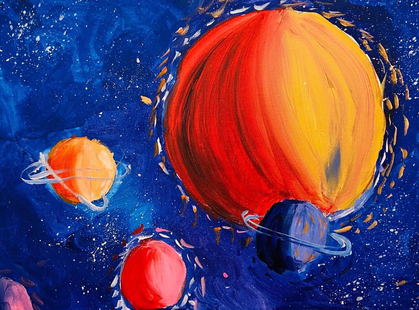 《星球 宇宙》儿童绘画 宇宙中的星球 球体表现 最美的星星