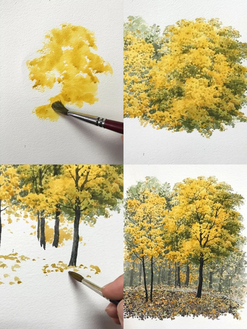 点,点,点,水彩画树就是这么简单!