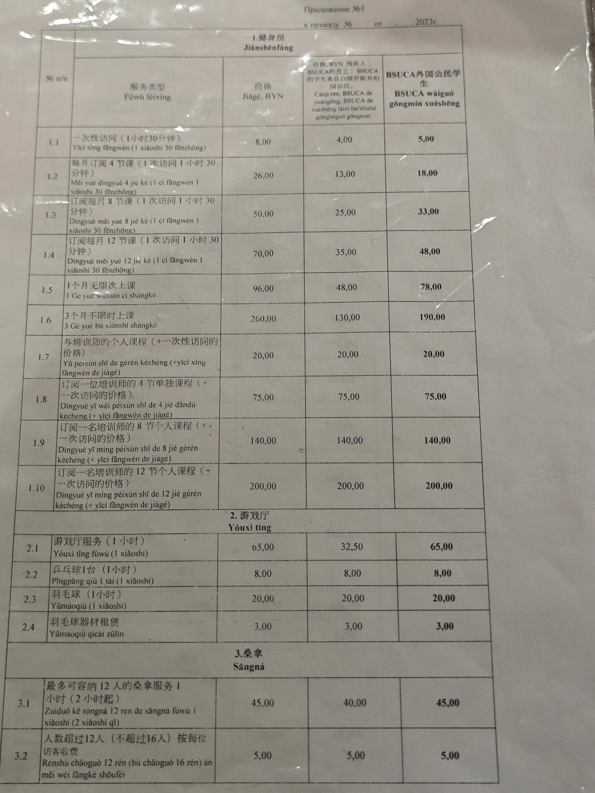 金仕堡健身房价目表图片