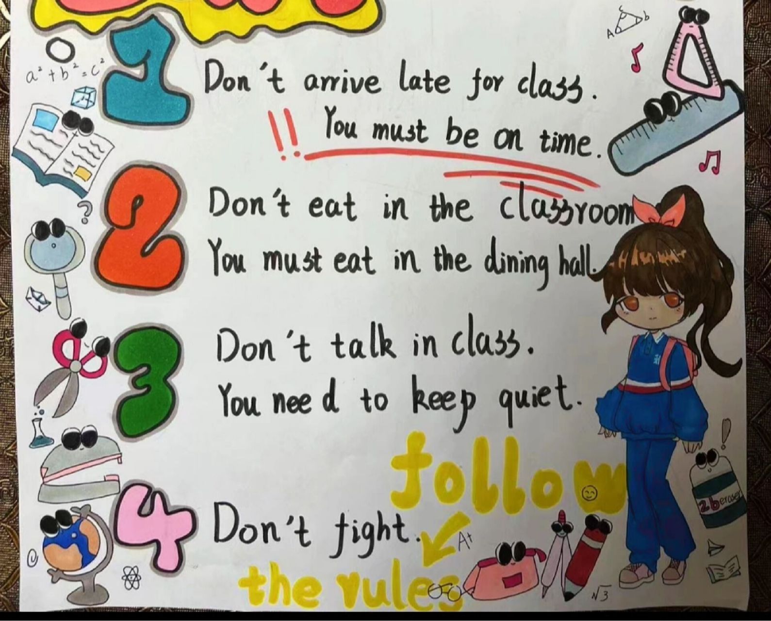 教室规则英语手抄报图片