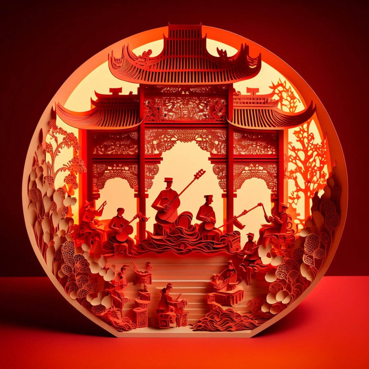 ai与非遗剪纸:中和韵乐 中文名:天坛神乐署中和韶乐 分类;音乐 地区