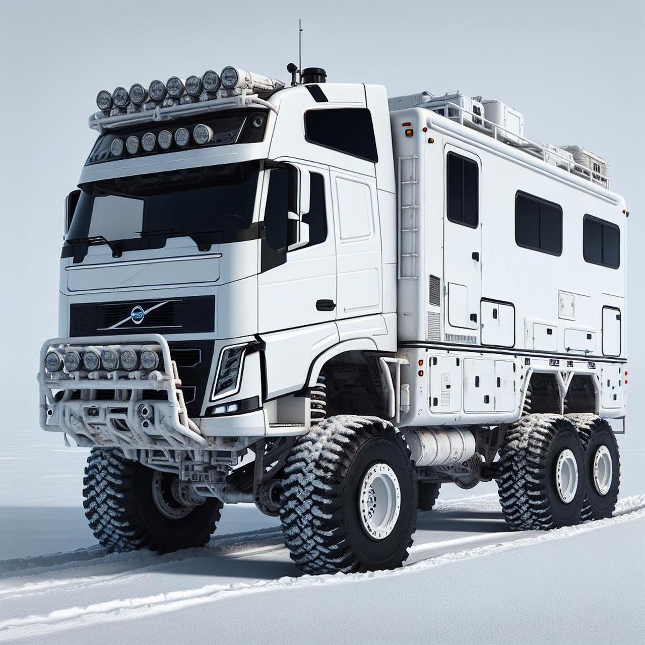 ai设计基于沃尔沃6x6底盘的末日避难房车,还有履带版本